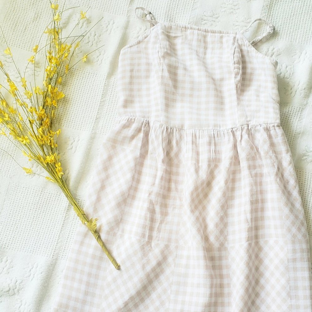 Midi Gingham Strap Dress